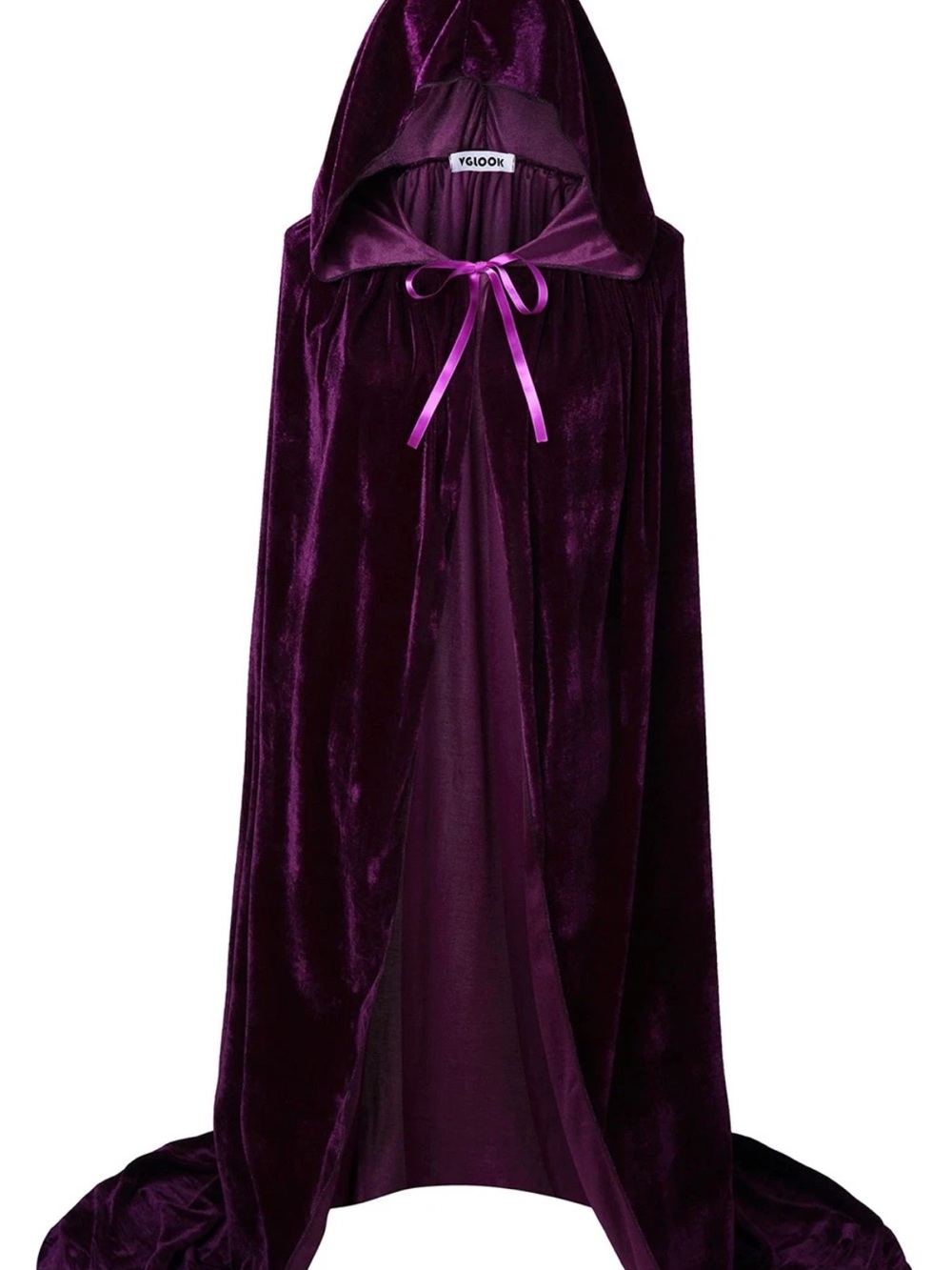 VGLOOK Unisex Adults Hooded Cloak Velvet Cape for Halloween Purple